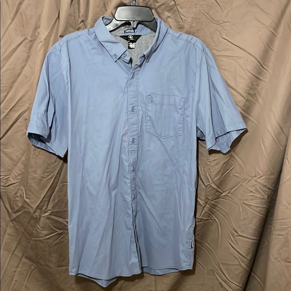 Volcom Blue Casual Button Down Shirt Short Sleeve